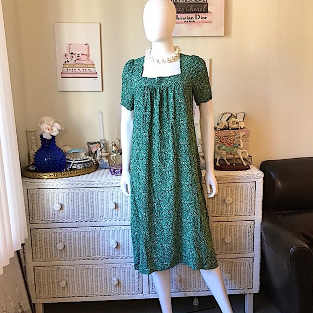 Reformation Green Floral Midi Dress